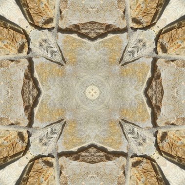 Doğal kayanın kusursuz deseni. Doğal taşın sarı ve gri dokusu. Taştan mozaik kaleydoskop