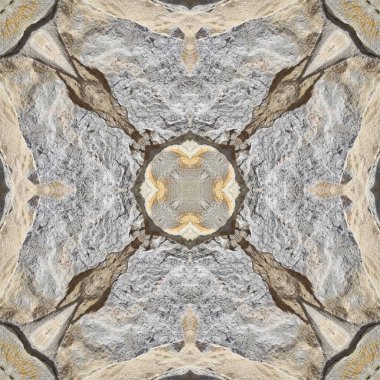 Doğal kayanın kusursuz deseni. Doğal taşın sarı ve gri dokusu. Taştan mozaik kaleydoskop