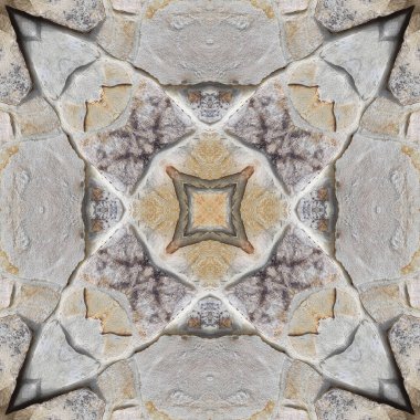 Doğal kayanın kusursuz deseni. Doğal taşın sarı ve gri dokusu. Taştan mozaik kaleydoskop