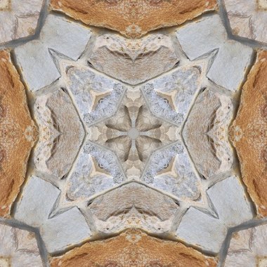 Doğal kayanın kusursuz deseni. Doğal taşın sarı ve gri dokusu. Taştan mozaik kaleydoskop