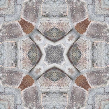 Gri mineralin kusursuz deseni. Gri doğal kaya ve taş dokusu. Mozaik kaleydoskop