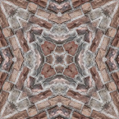 Kusursuz tuğla deseni. Tuğla duvar dokusu. Mozaik kaleydoskop tuğla duvar