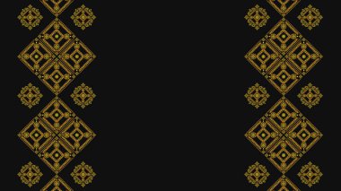 Ukrayna deseni. Ukrayna nakış işi. Koyu bir arka planda sarı desenler. Geniş arkaplan kopyalama alanı