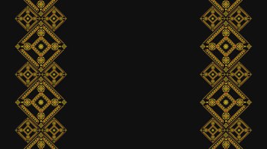 Ukrayna deseni. Ukrayna nakış işi. Koyu bir arka planda sarı desenler. Geniş arkaplan kopyalama alanı