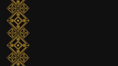 Ukrayna deseni. Ukrayna nakış işi. Koyu bir arka planda sarı desenler. Geniş arkaplan kopyalama alanı