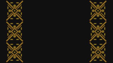 Ukrayna deseni. Ukrayna nakış işi. Koyu bir arka planda sarı desenler. Geniş arkaplan kopyalama alanı