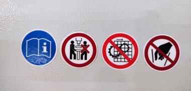 Sanayi simgeleri. Uyarı işaretleri. Endüstriyel semboller. Sanayi çizimleri. Mesleki güvenlik. İş yerinde güvenlik. Ekipman simgeleri.