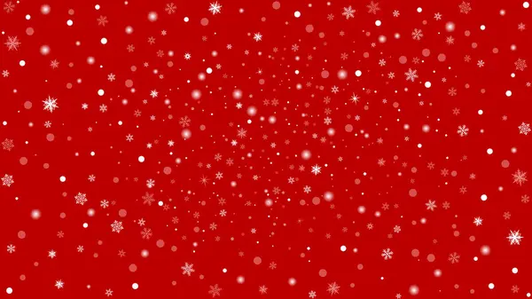 白い雪片が付いている冬の漫画の赤い背景 — ストックベクタ