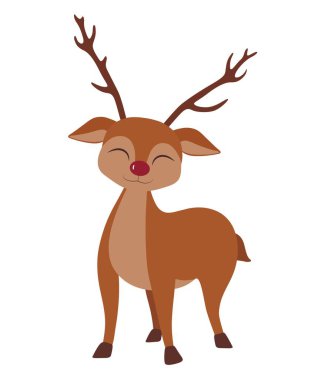 Beyaz arka planda mutlu ren geyikleri