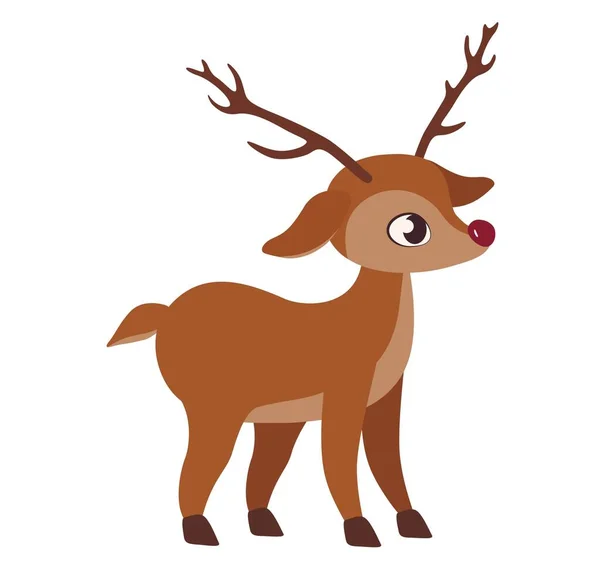 Cute Reindeer White Background — Stock Vector