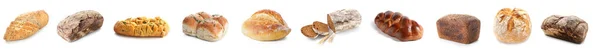 Zestaw Smacznego Chleba Białym Tle — Zdjęcie stockowe