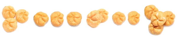 Set Delicious Kaiser Rolls Isolated White Top View — Stock Photo, Image