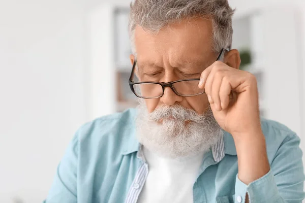 Senior Bearded Man Eyeglasses Office Closeup — Stock Photo, Image