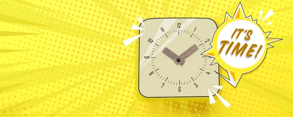 Relógio Fundo Amarelo Conceito Tempo — Fotografia de Stock