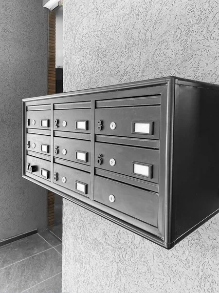 Modern Mailboxes Grey Wall Residential Building — Stock Photo, Image