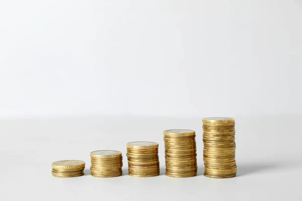 Stacks Coins Light Background Budget Concept — Stock Photo, Image