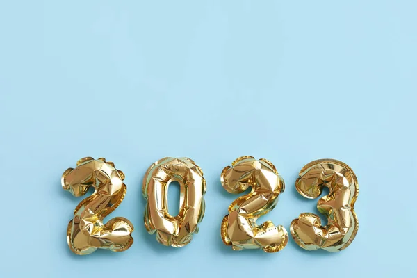 Figur 2023 Gjord Ballonger Blå Bakgrund — Stockfoto