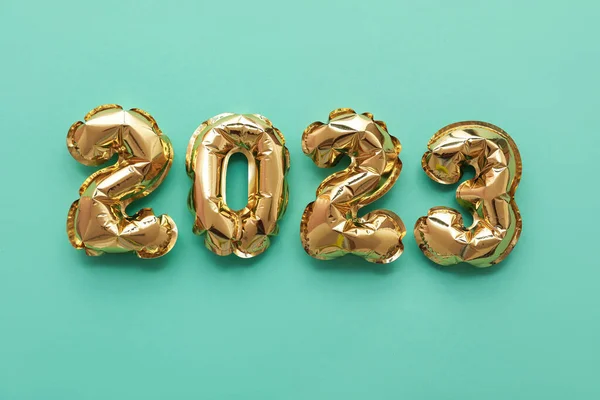 Figure 2023 Made Balloons Green Background — Stock Photo, Image