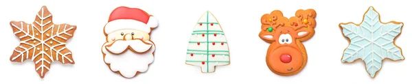 Set Different Christmas Cookies Isolated White — Stock Photo, Image