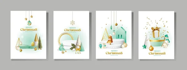 stock vector Collage of creative Christmas and New Year greeting cards on grey background