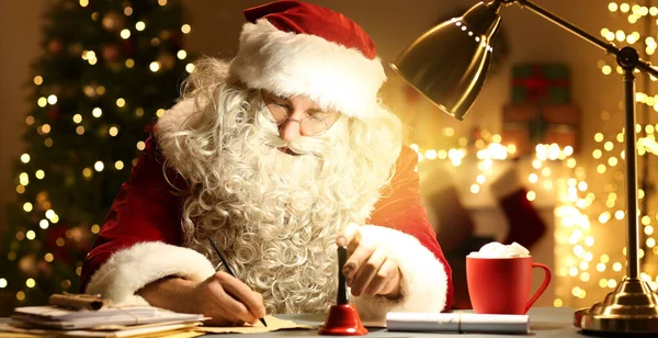 Santa Claus Writing Letter Night — Stock Photo, Image