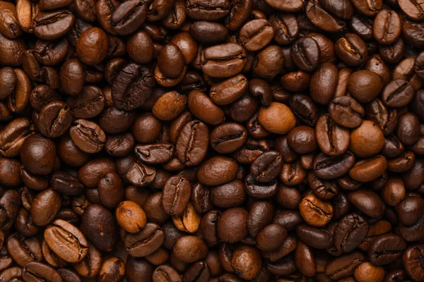 Closeup View Roasted Coffee Beans Background — Stock Photo, Image