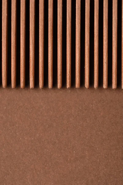 Closeup View Wooden Hair Comb Brown Background — Stock Photo, Image