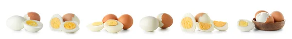 Gezonde Gekookte Eieren Geïsoleerd Wit — Stockfoto