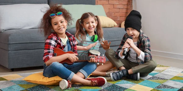 Band Little Musicians Playing Home — Stock Photo, Image