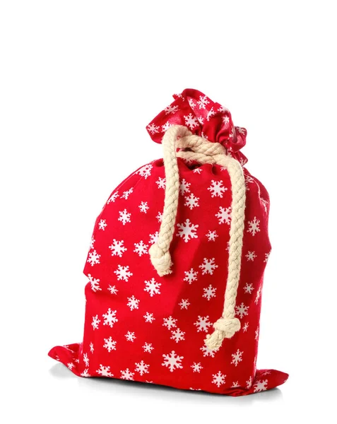 Weihnachtsmanntasche Mit Seil Auf Weißem Hintergrund Gebunden — Stockfoto