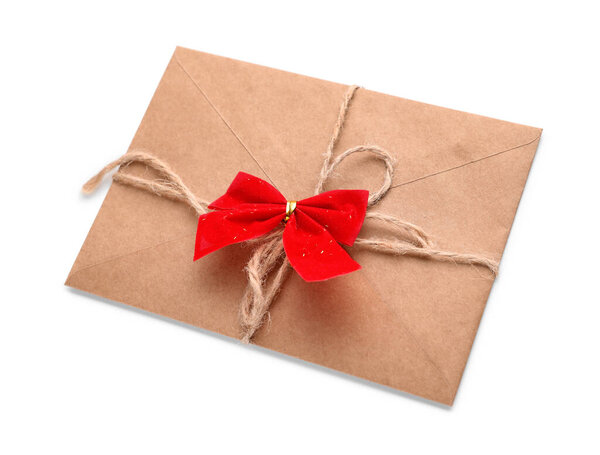 Письмо к Санте с луком на белом фоне