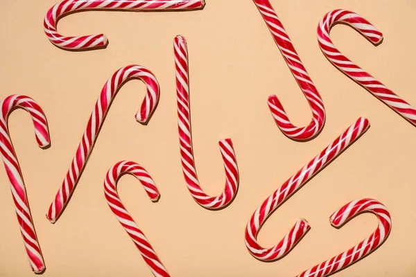 Many Sweet Candy Canes Color Background — Stock Photo, Image