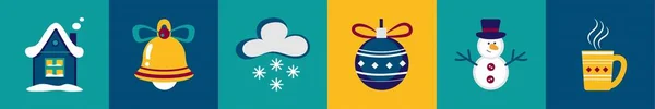 Festlig Collage Färg Bakgrund Jul Och Nyårsfirande — Stock vektor