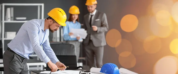 Male Engineer Working Office Banner Design — Stock Photo, Image