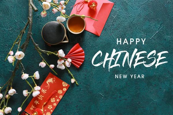 Hermosa Tarjeta Felicitación Para Año Nuevo Chino —  Fotos de Stock