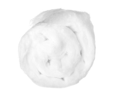 Beyaz arkaplanda yumuşak pamuk rulosu