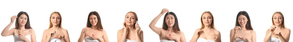 Набір Жінок Косметичною Сироваткою Ізольовані Білому — стокове фото