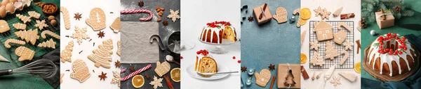 Sammlung Von Leckeren Weihnachtsplätzchen Und Kuchen — Stockfoto
