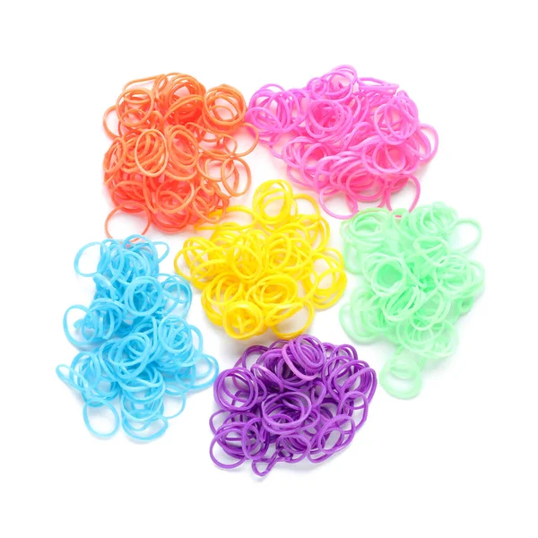 Heaps Colorful Rubber Bands White Background — Stock Photo, Image