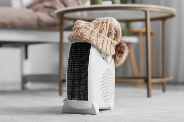 Modern Electric Fan Heater Warm Hat Carpet Living Room — Stock Photo, Image