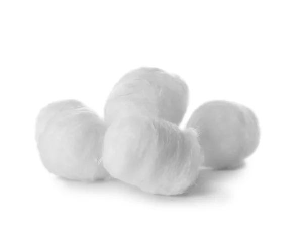 Boules Coton Doux Sur Fond Blanc — Photo