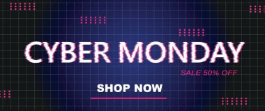 Text CYBER Pazartesi, şimdi koyu renk arkaplan üzerinde alışveriş