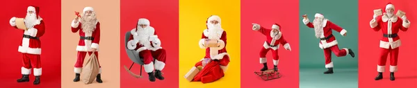 Conjunto Santa Claus Sobre Fondo Colorido — Foto de Stock