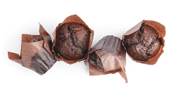 Beyaz Arka Plan Üzerinde Izole Lezzetli Çikolatalı Kek — Stok fotoğraf