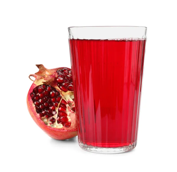 Glass Tasty Pomegranate Juice Isolated White Background — Stock Photo, Image