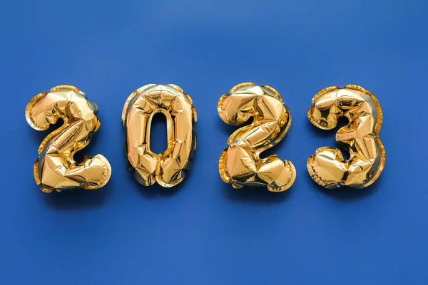 Figure 2023 Made Foil Balloons Blue Background — Stock Photo, Image
