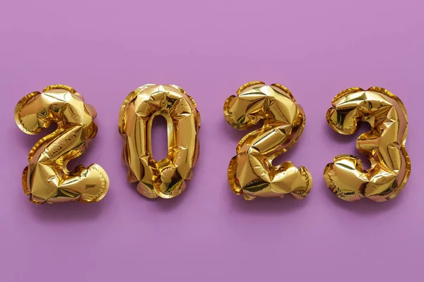 Figure 2023 Made Balloons Lilac Background — Stock Photo, Image