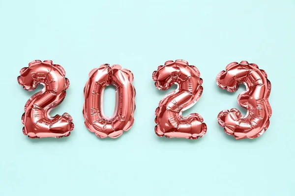Figure 2023 Made Foil Balloons Blue Background — Stock Photo, Image