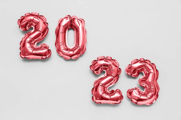 Figur 2023 Gjord Folieballonger Ljus Bakgrund — Stockfoto