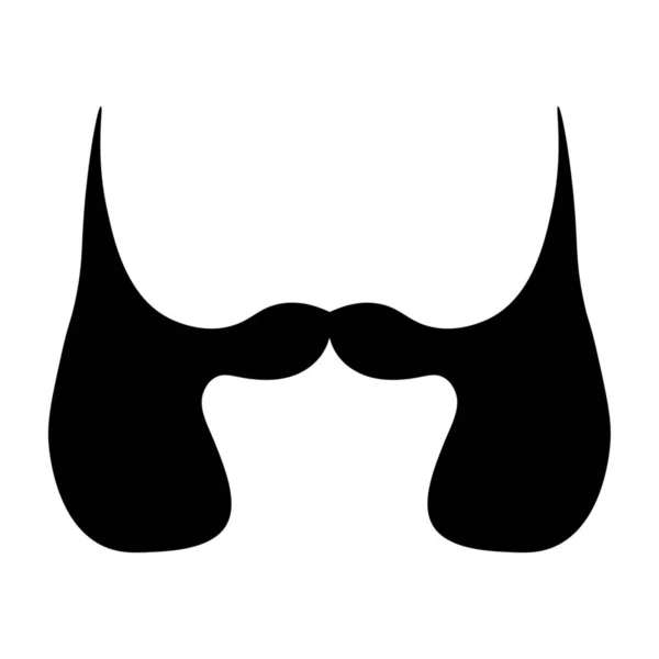 Black Mustache Sideburns White Background — Stock Vector